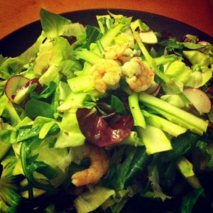 Shaved Asparagus and Shrimp salad